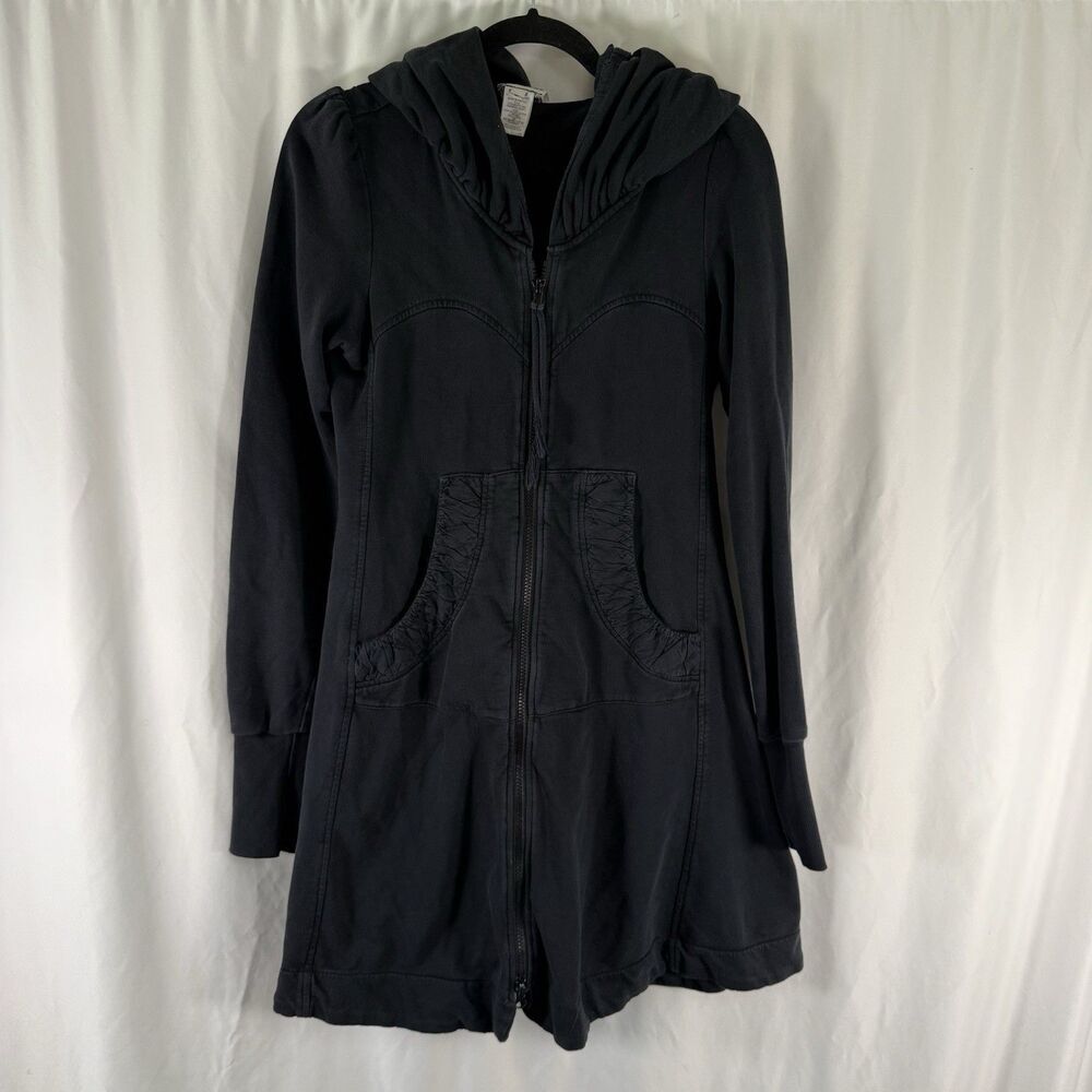 Prairie Underground Long Cloak Hoodie Women's Small Black Hooded Full Zip Pocket